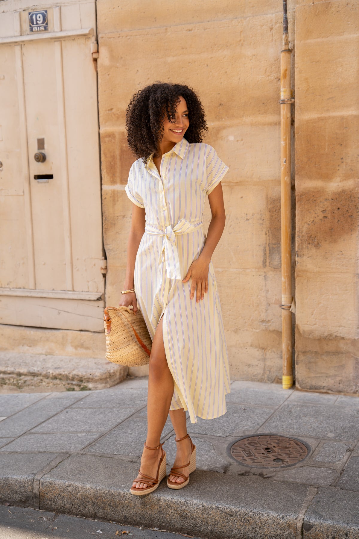 Robe à Volants Gudrun Sjoden - Beige, Motif Paon, Taille L, Lin/coton, Parfait état